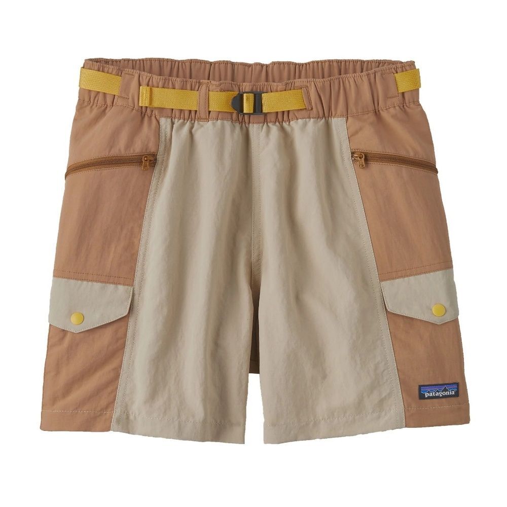 Patagonia Two-Tone Tan and Beige Outdoor Shorts with Yellow Belt